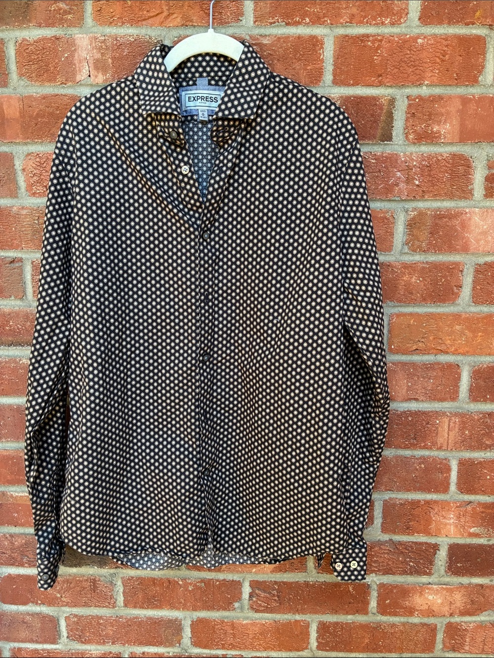 Express Black Shirt Jacket with Cream Polka Dots
